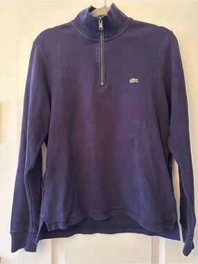 Lacoste Mens Long Sleeve Quarter Zip Cotton Sweatshirt Size 3 (Small)